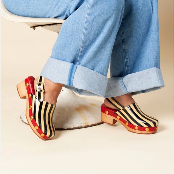 Charlotte Stone Shoes - CHARLOTTE STONE Jone Clog with Stripe Details - SIZE 10